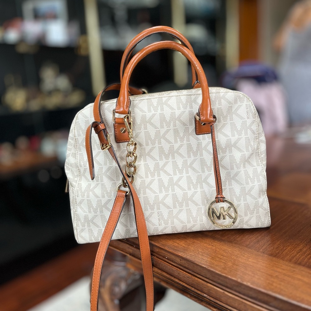 Michael Kors Beige and Tan Satchel